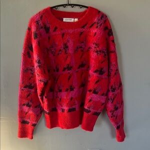 Cloth By Design Red, Pink and Black Patterned Sweater Small